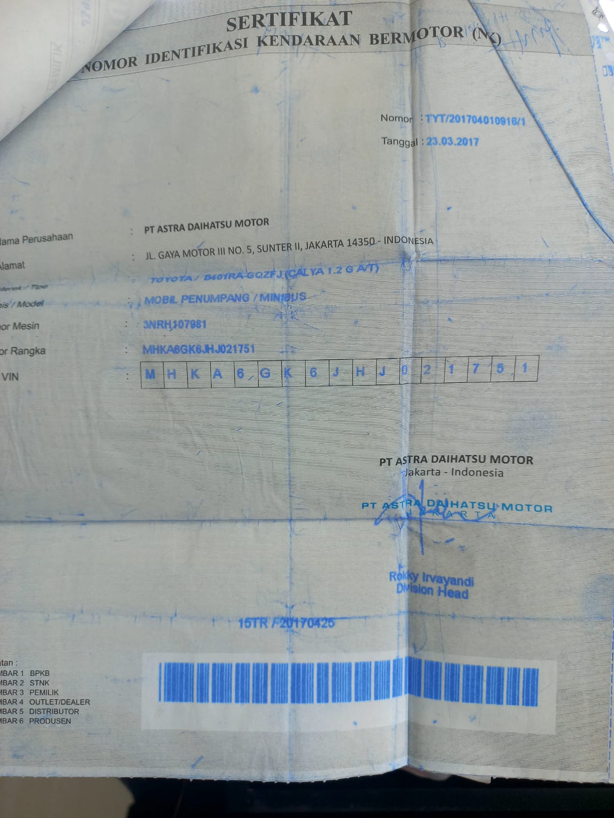 2017 Toyota Calya  G AT 2017 Toyota Calya  G AT