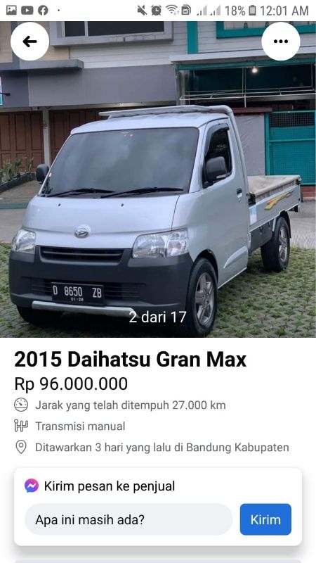 2016 Daihatsu Gran Max PU 1.3 STD 1.3 STD tua