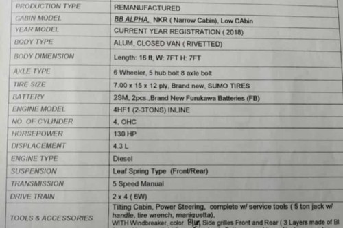 Old 2018 Isuzu QKR77 Tilt 3.0L Aluminum Van