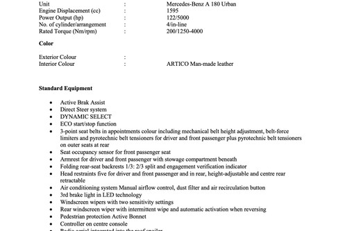 Used 2018 Mercedes-Benz A-Class 180 (automatic)