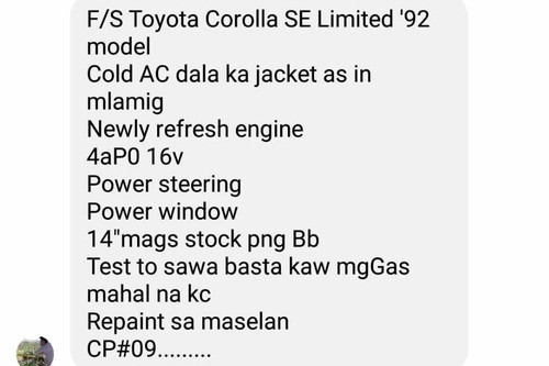 Used 1992 Toyota Corolla 1.6L GL MT